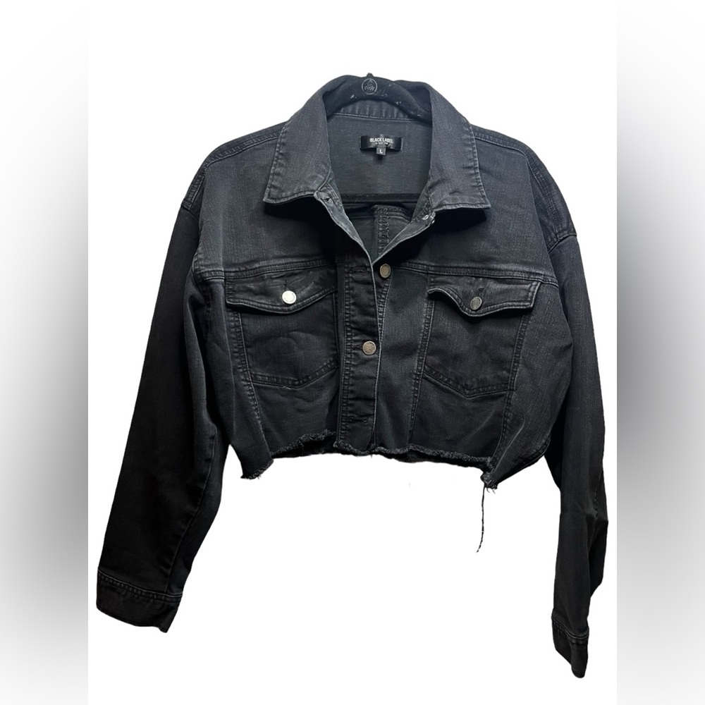 Black Label Cropped Black Denim Jacket